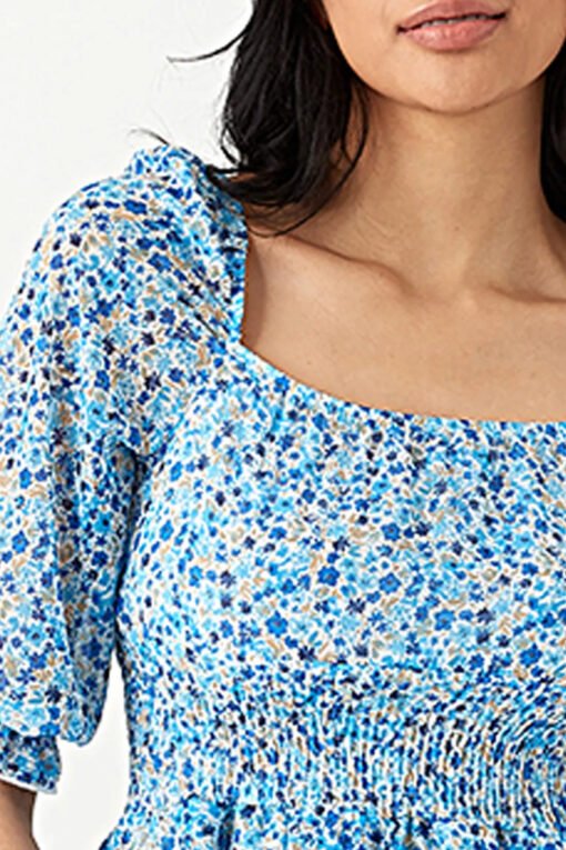 Blue Ditsy Chiffon Ra Ra Dress - Image 4