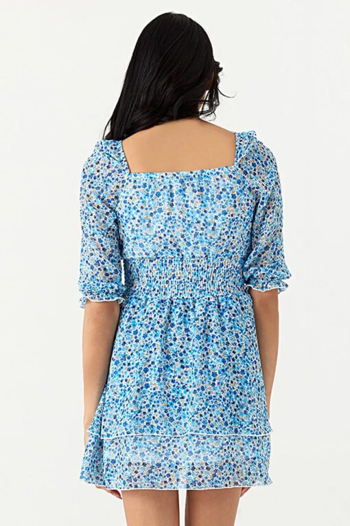 Blue Ditsy Chiffon Ra Ra Dress - Image 3