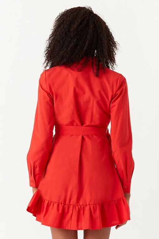 Red Poplin Shirt Dress - Image 2