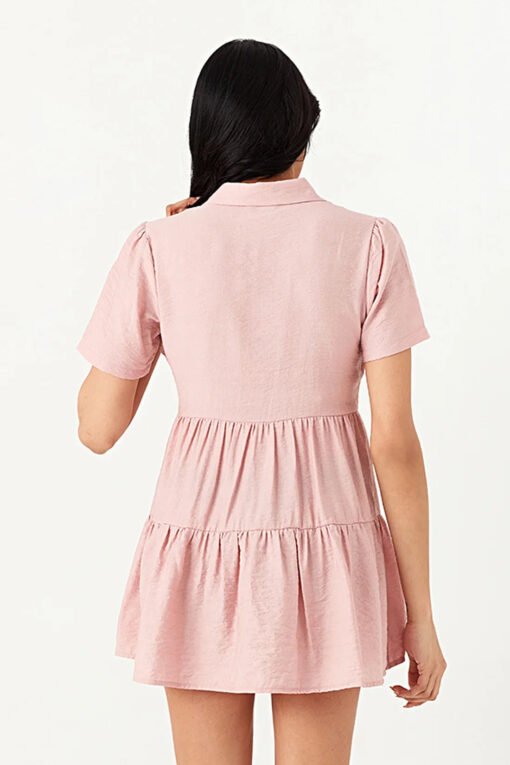 Pink Linen Look Shirt Dress - Image 3