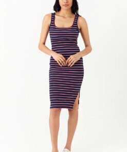 Navy Stripe Rib Bodycon Dress