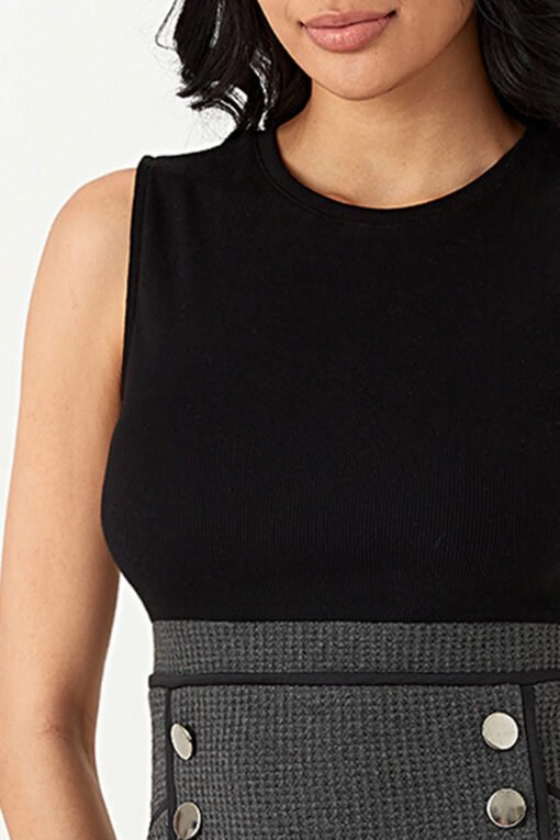 Grey 2 in 1 Waffle Bodycon Dress - Image 4
