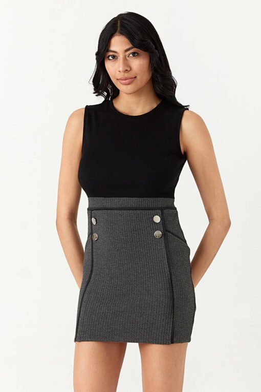 Grey 2 in 1 Waffle Bodycon Dress - Image 2