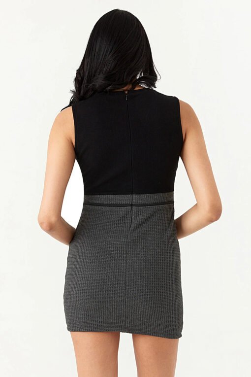 Grey 2 in 1 Waffle Bodycon Dress - Image 3