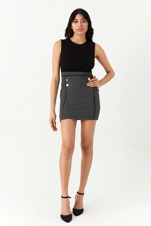 Grey 2 in 1 Waffle Bodycon Dress