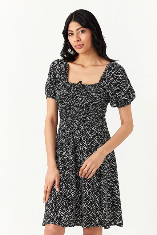 Mono Disty Puff Sleeve Dress