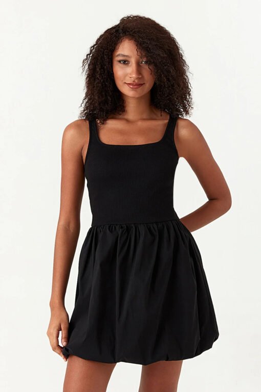 Black Bubble Hem Dress - Image 3