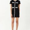 Mono Short Sleeve Trim Detail Rib Bodycon Dress
