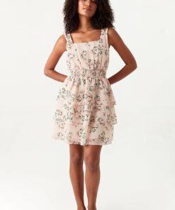 Multi Printed Sleeveless Chiffon Ra Ra Dress