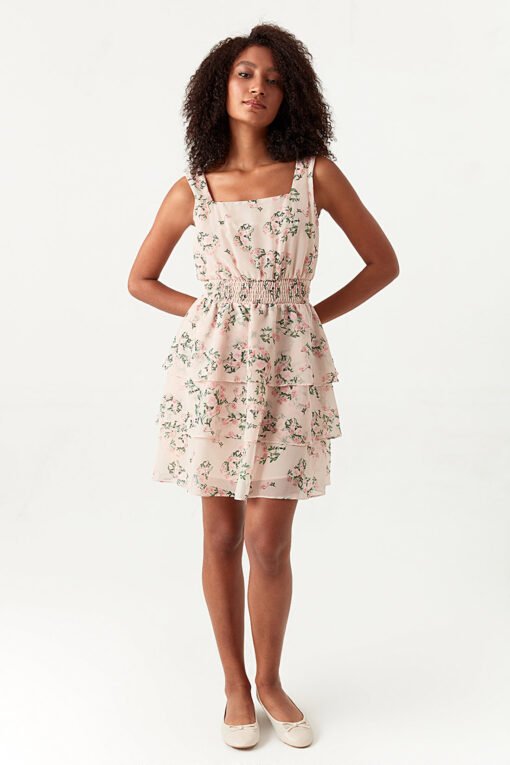 Multi Printed Sleeveless Chiffon Ra Ra Dress