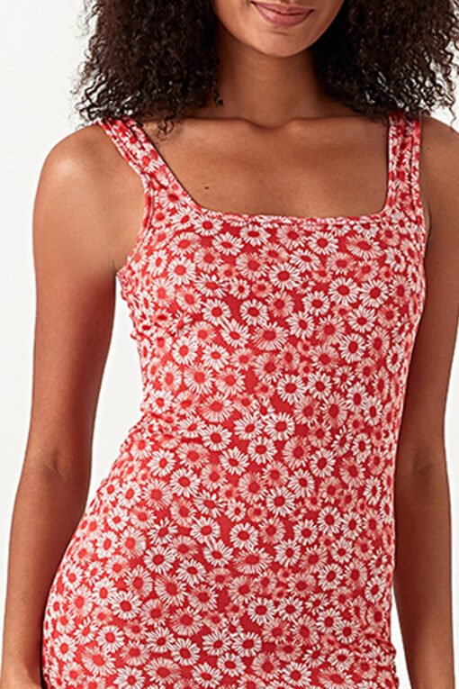 Red Printed Jersey Bodycon Dress - Image 4