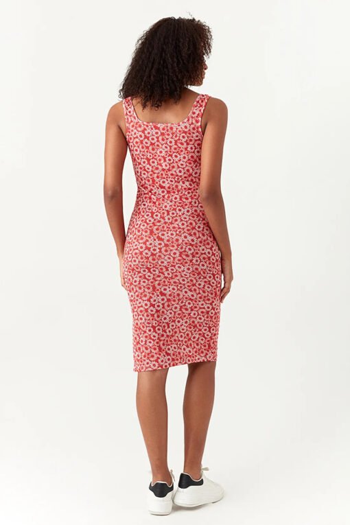 Red Printed Jersey Bodycon Dress - Image 2