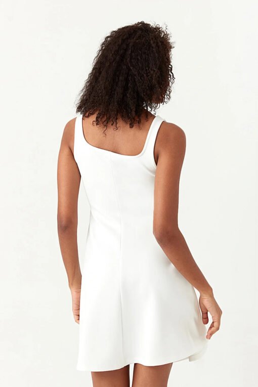 White Plain Scuba Dress - Image 2