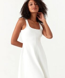 White Plain Scuba Dress