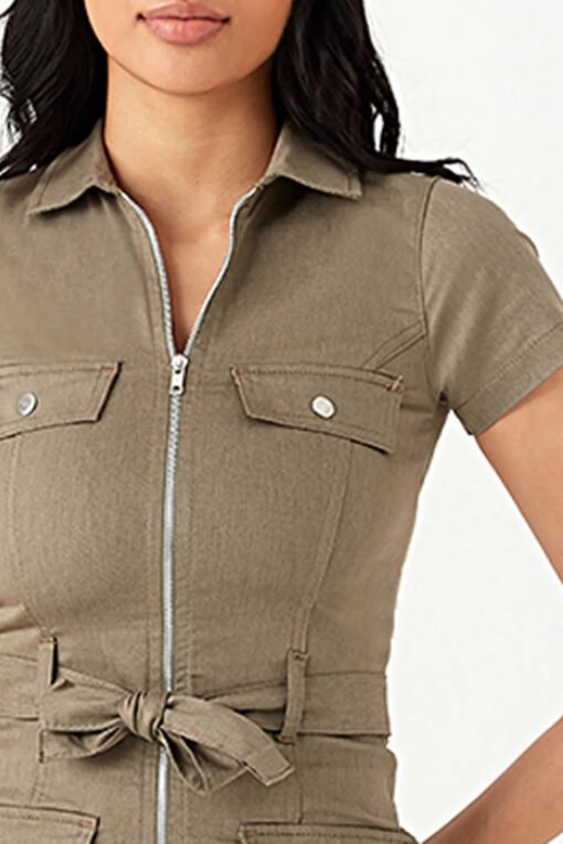 Light Khaki D-Ring Casual Bodycon Dress - Image 4