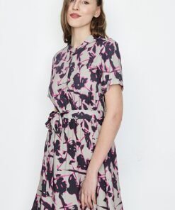 Multi Collarless Printed Shirt Dress