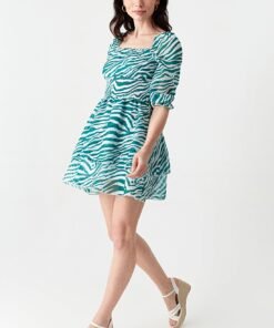 Green Zebra Chiffon Rara Dress