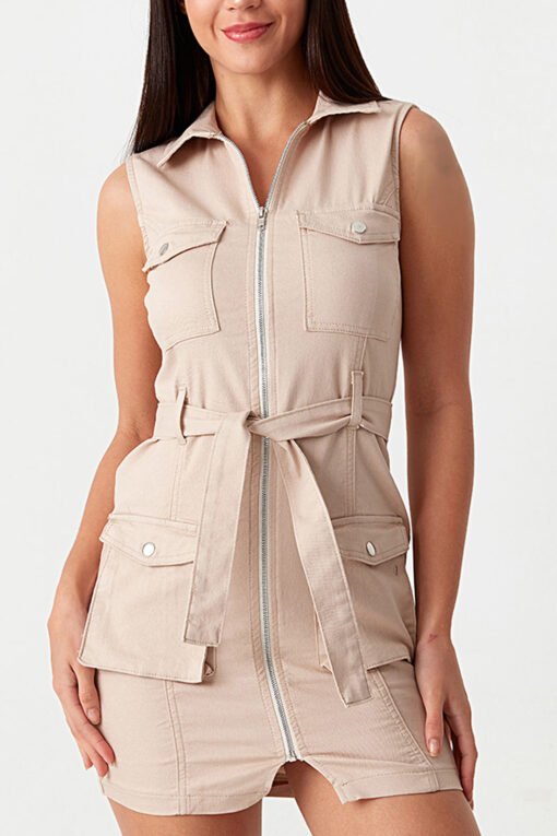 Stone Sleeveless Casual Bodycon Dress - Image 4